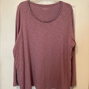 Coldwater Creek Beaded Neckline Top NWOT